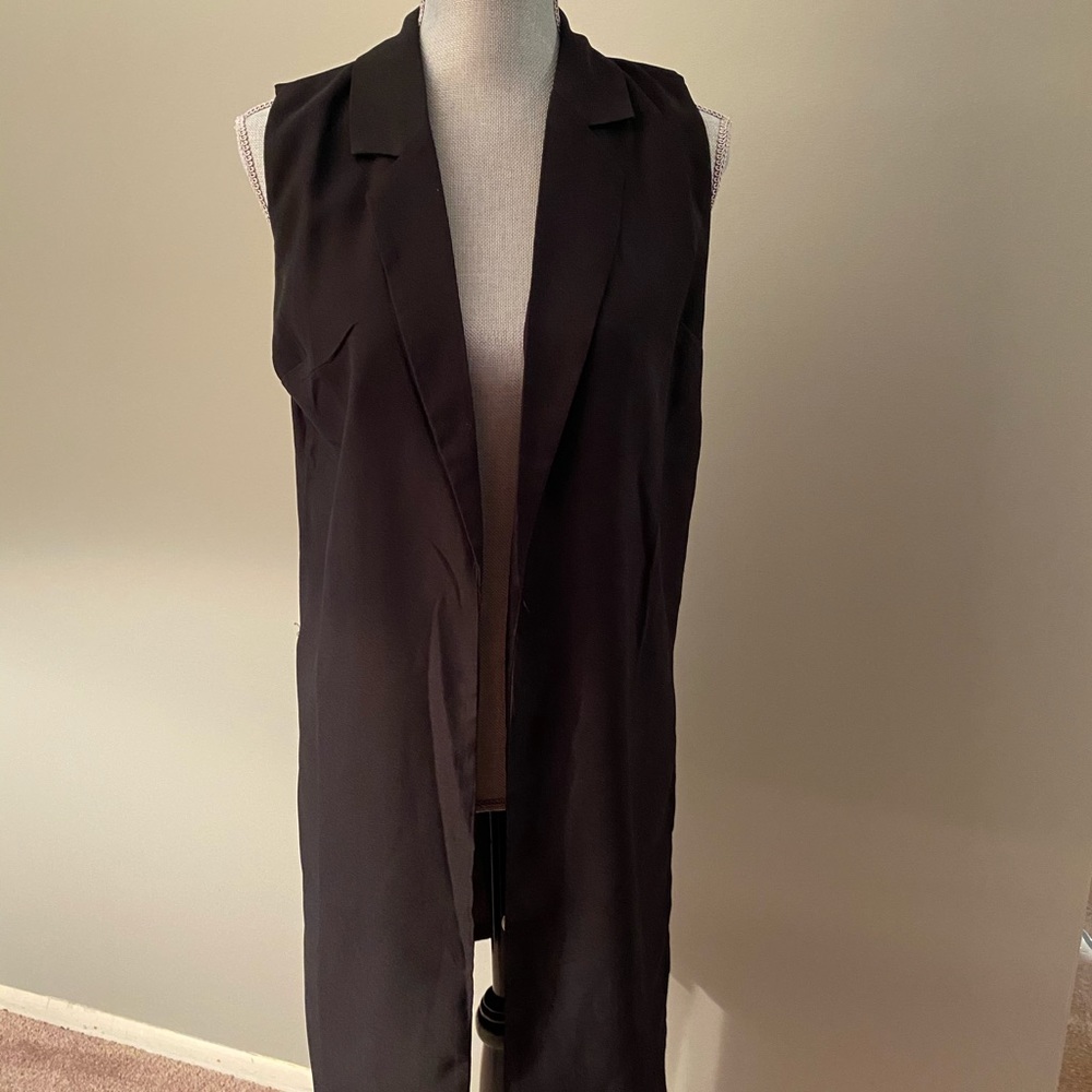Long black duster vest
